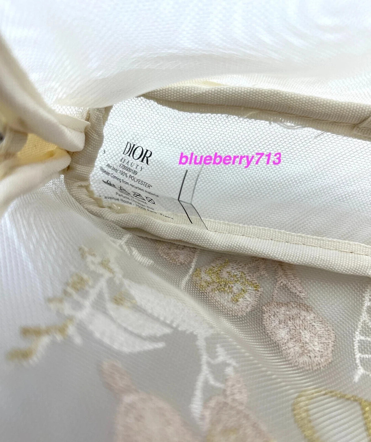 Beige Mesh Makeup Bag Cosmetic Pouch Travel Organizer