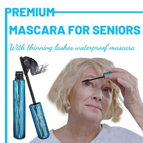 Waterproof Hypoallergenic Mascara for Older Women Thinning Lashes - Black Volume & Length