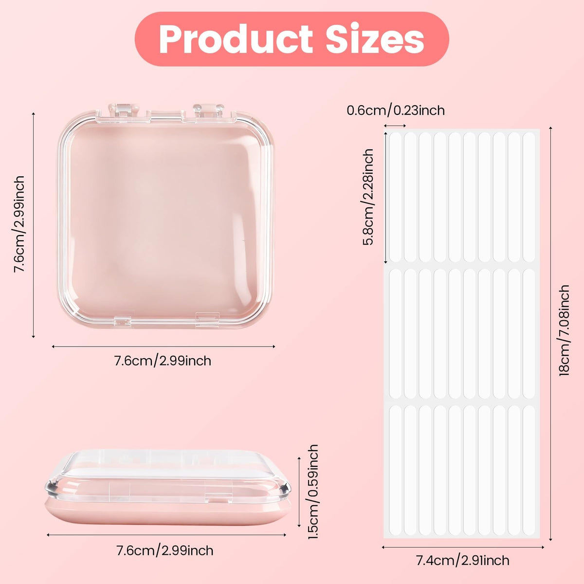 Multicolor Press On Nail Storage Box Set with 90 Adhesive Strips - Nail Organizer Case