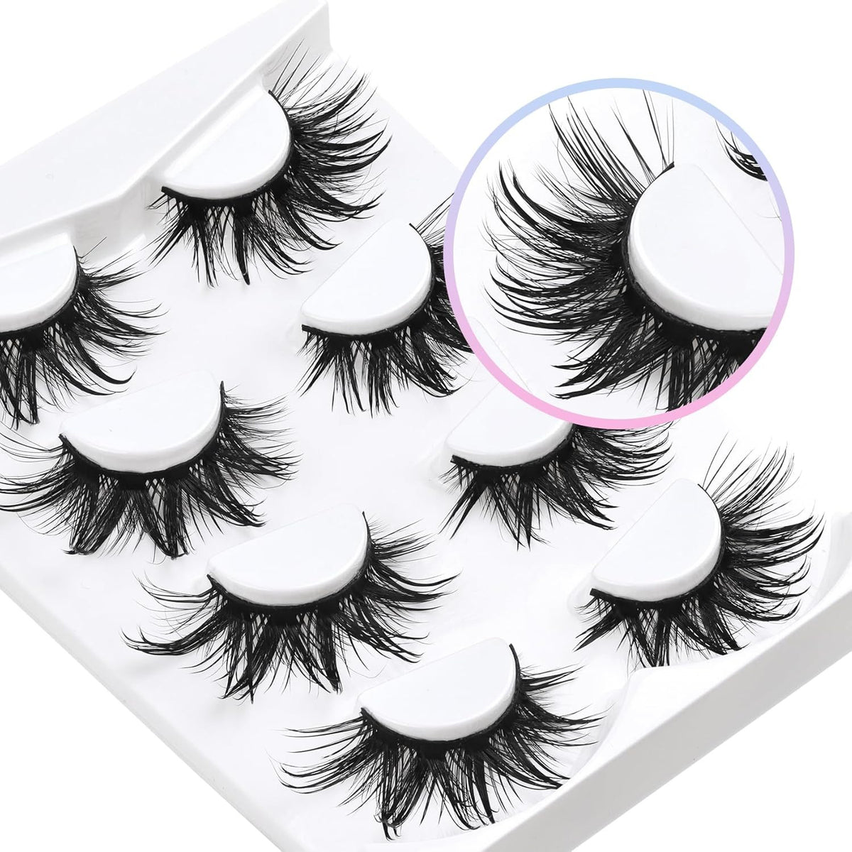Dramatic 3D Fluffy False Eyelashes - 22mm Wet Look Manga Style
