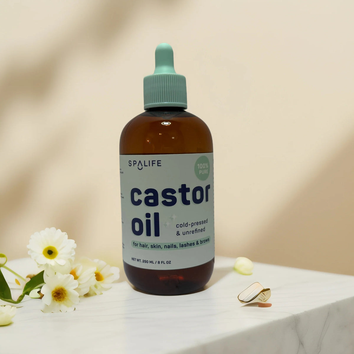 Pure Castor Oil for Hair Growth & Skin Nourishment - 8 fl oz