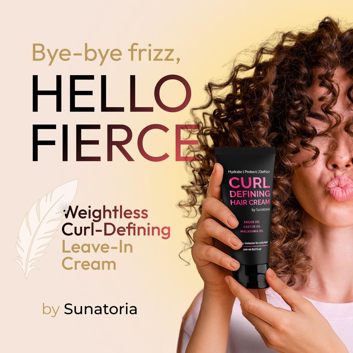 Curl Cream for Curly Hair Anti-Frizz Leave-In Styling Moisturizer 6.8 Fl Oz