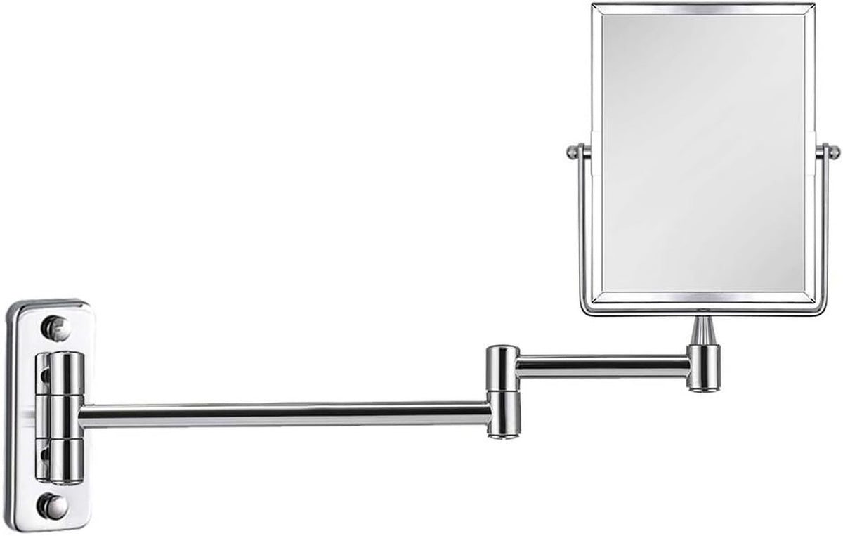 3X Magnifying Wall Mounted Vanity Makeup Mirror - 8x6 Inch Adjustable Chrome Frame