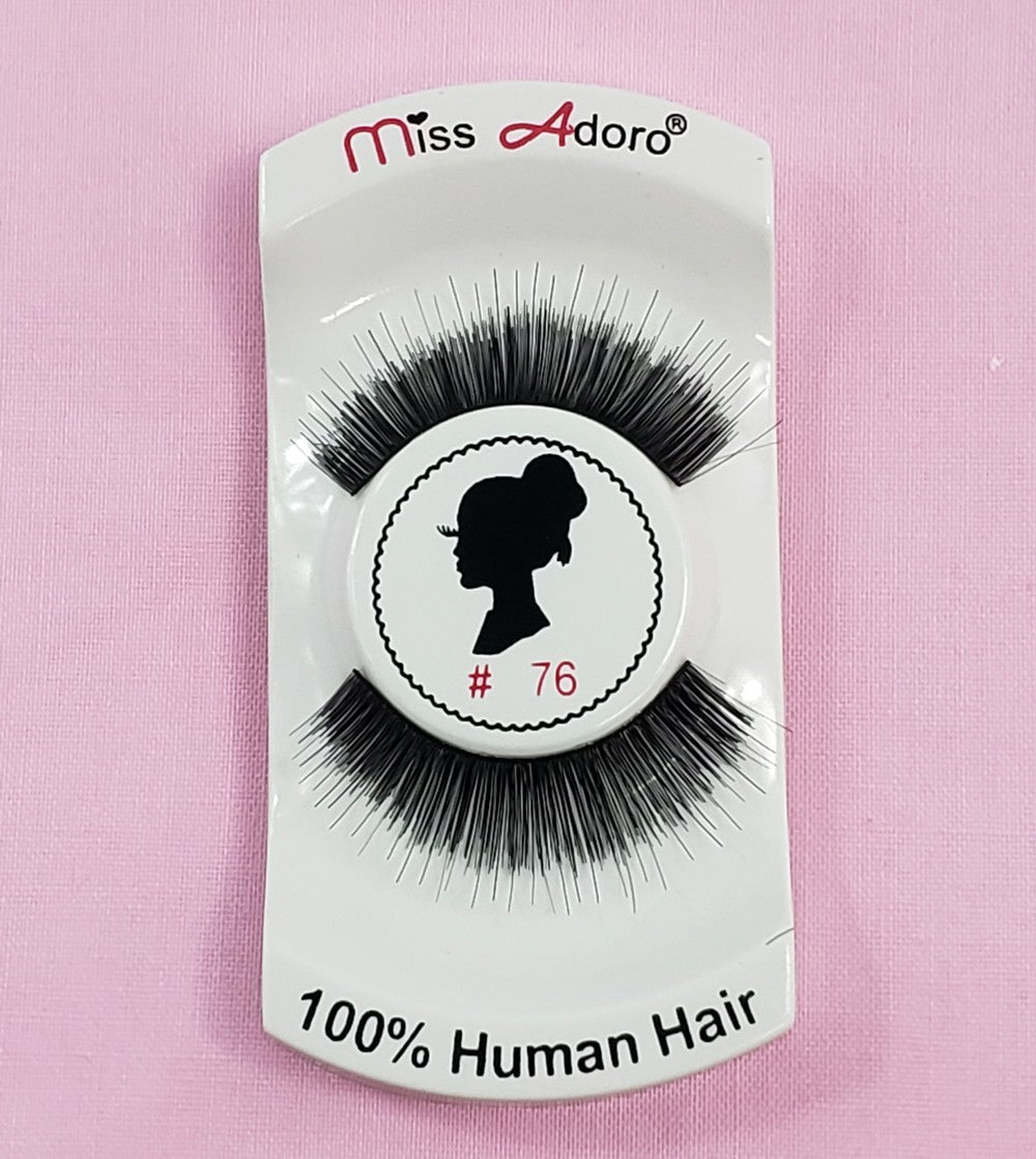 12 Pack Human Hair False Eyelashes Style 76 Natural Look Lightweight
