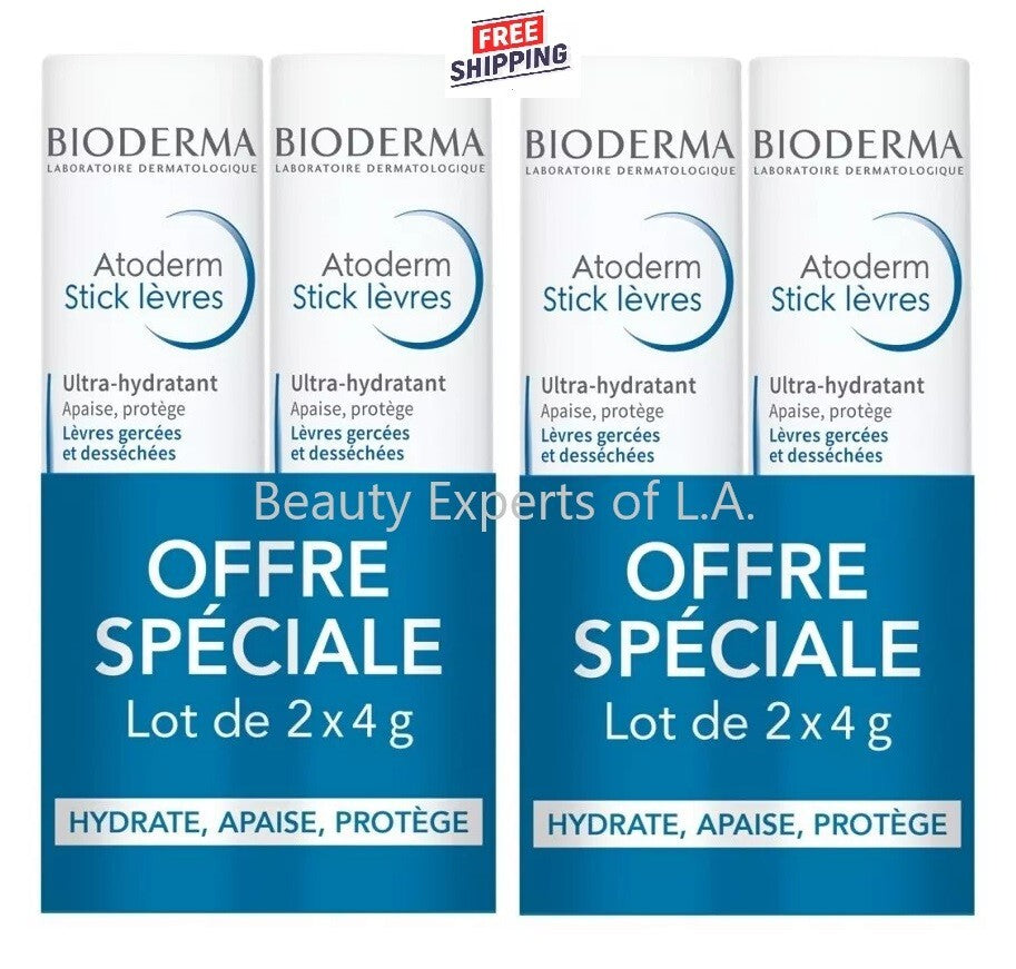 Bioderma Atoderm Lip Moisturising Stick 4 Pack - Soothes and Repairs Dry Lips