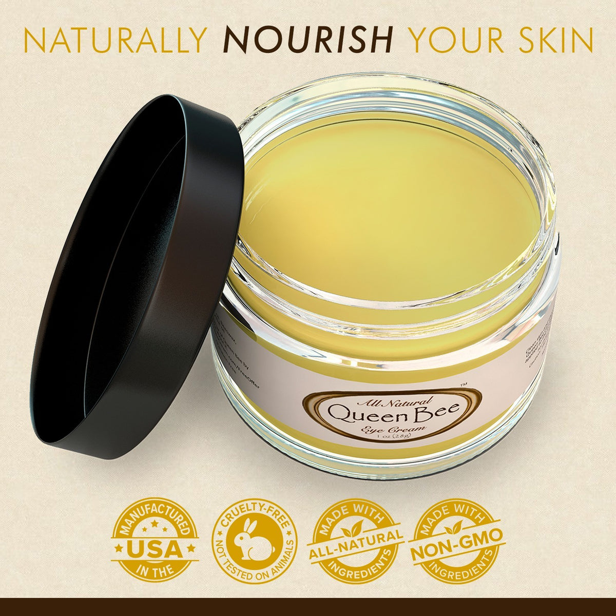 Organic Under Eye Cream for Dark Circles Wrinkles & Puffiness - Handmade 1oz