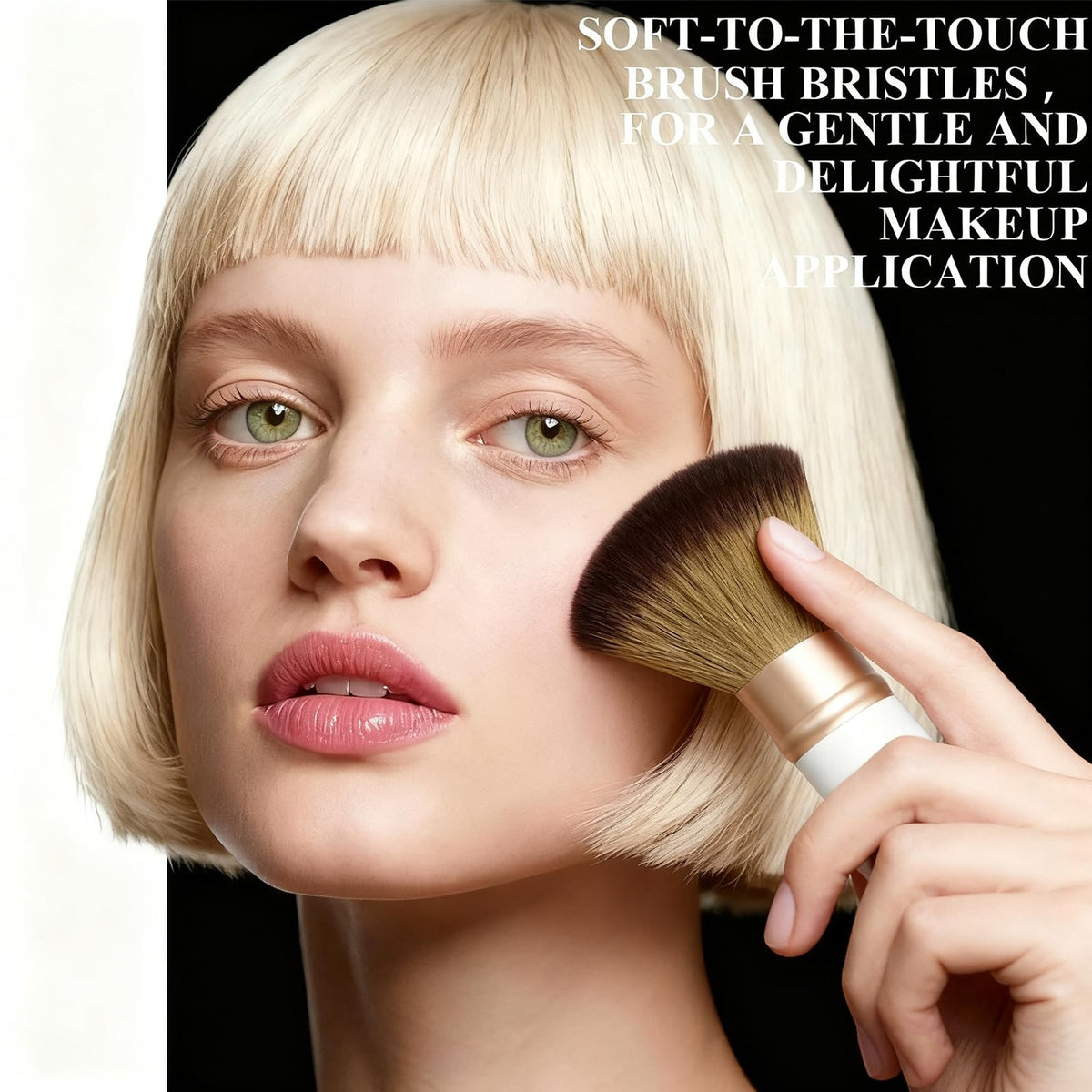 Retractable Kabuki Makeup Brush for Liquid Powder and Cream - White