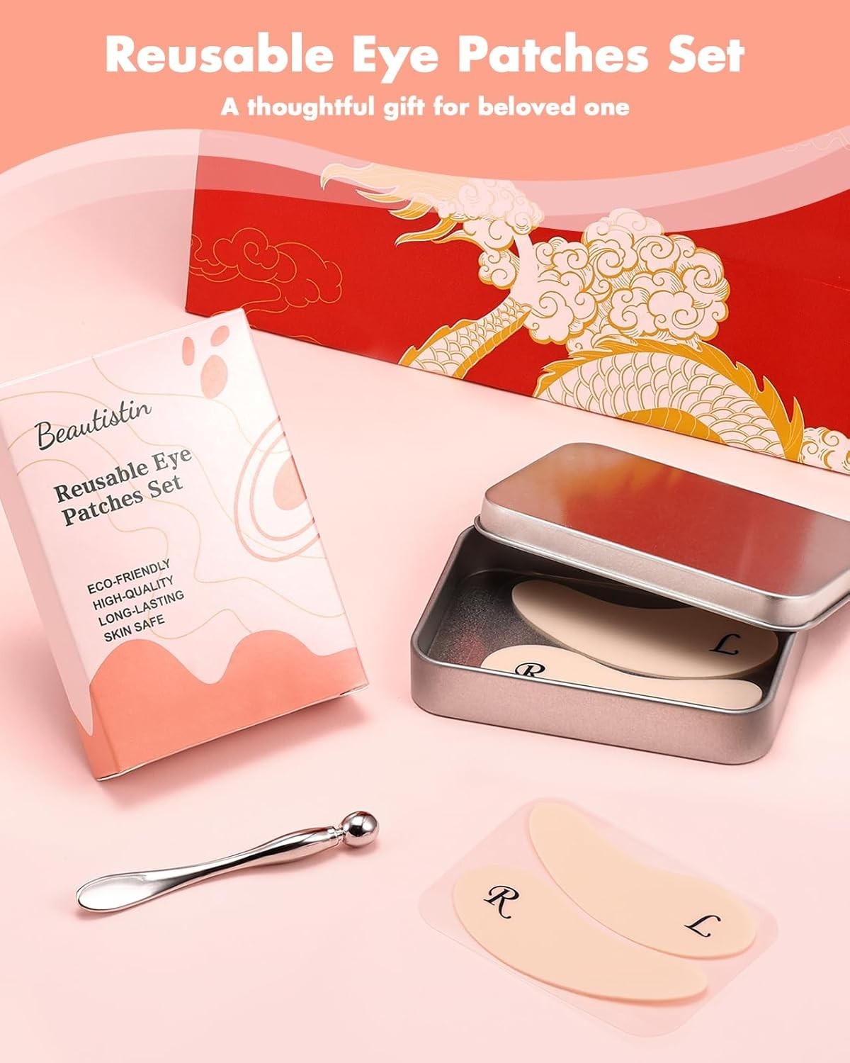 Eco-Friendly Under Eye Wrinkle Patches - 2 Pairs Silicone with Tin Storage Case