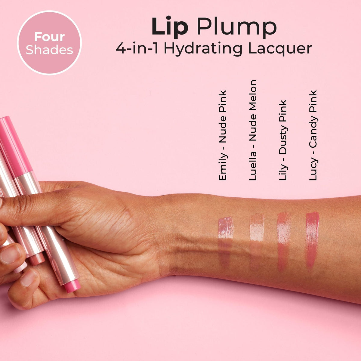 Lip Plumper Set of 2 - Hydrating 4-in-1 Lip Lacquer in Luella Nude Melon