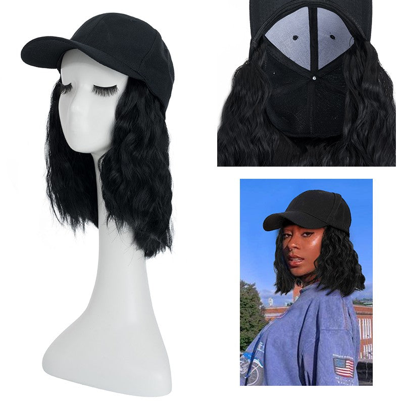 Baseball Cap with Hair Extensions - Wavy & Straight Human-Like Hairpiece