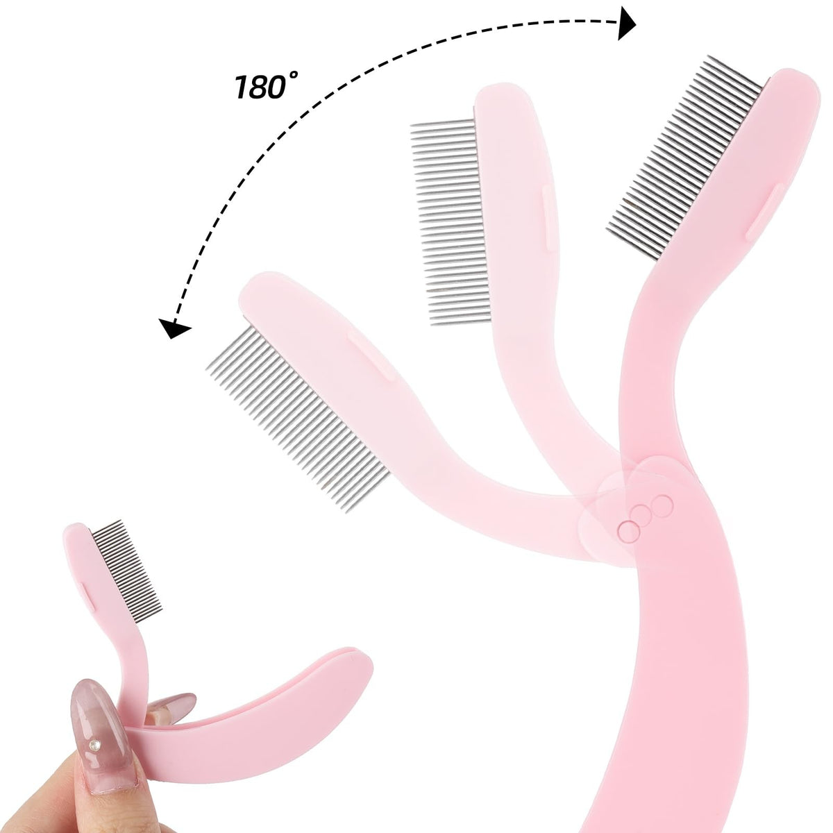 Pink Folding Eyelash Comb Separator Tool for Lash and Brow - 5 Pack