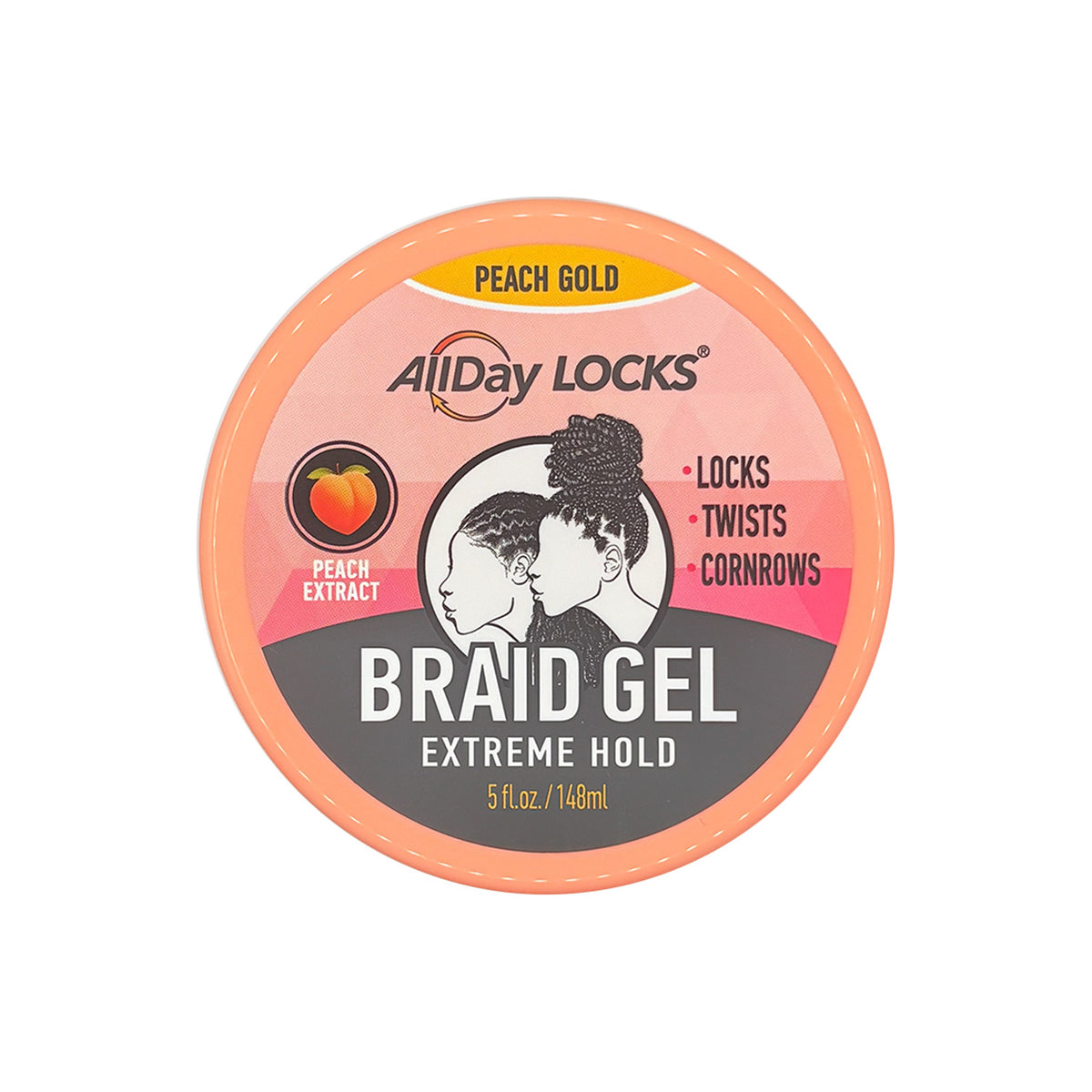 Extreme Hold Braid Gel with Peach Gold Scent - 5oz Styling Gel for Hair