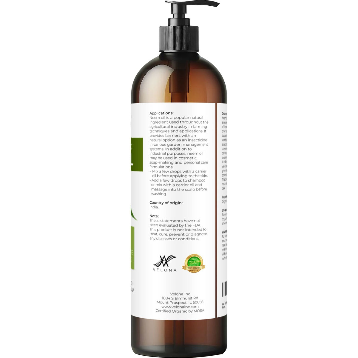 Organic Neem Oil - 8 fl oz Cold Pressed