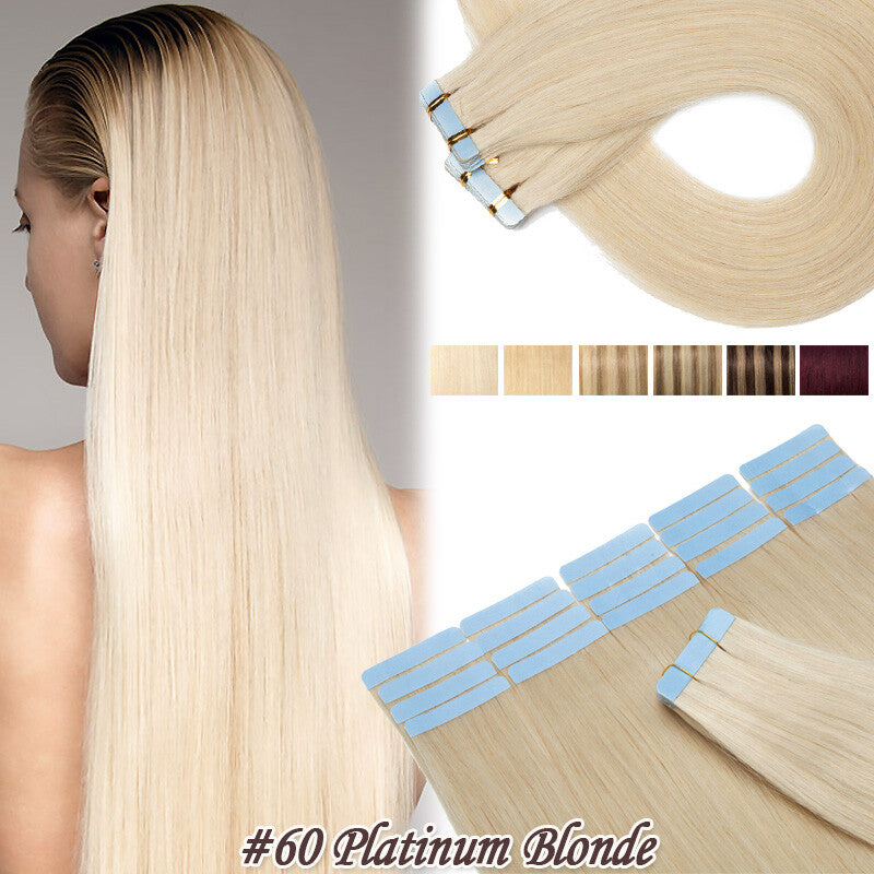Full Head Skin Weft Tape-In Hair Extensions - Remy Human Hair, Thick & Natural