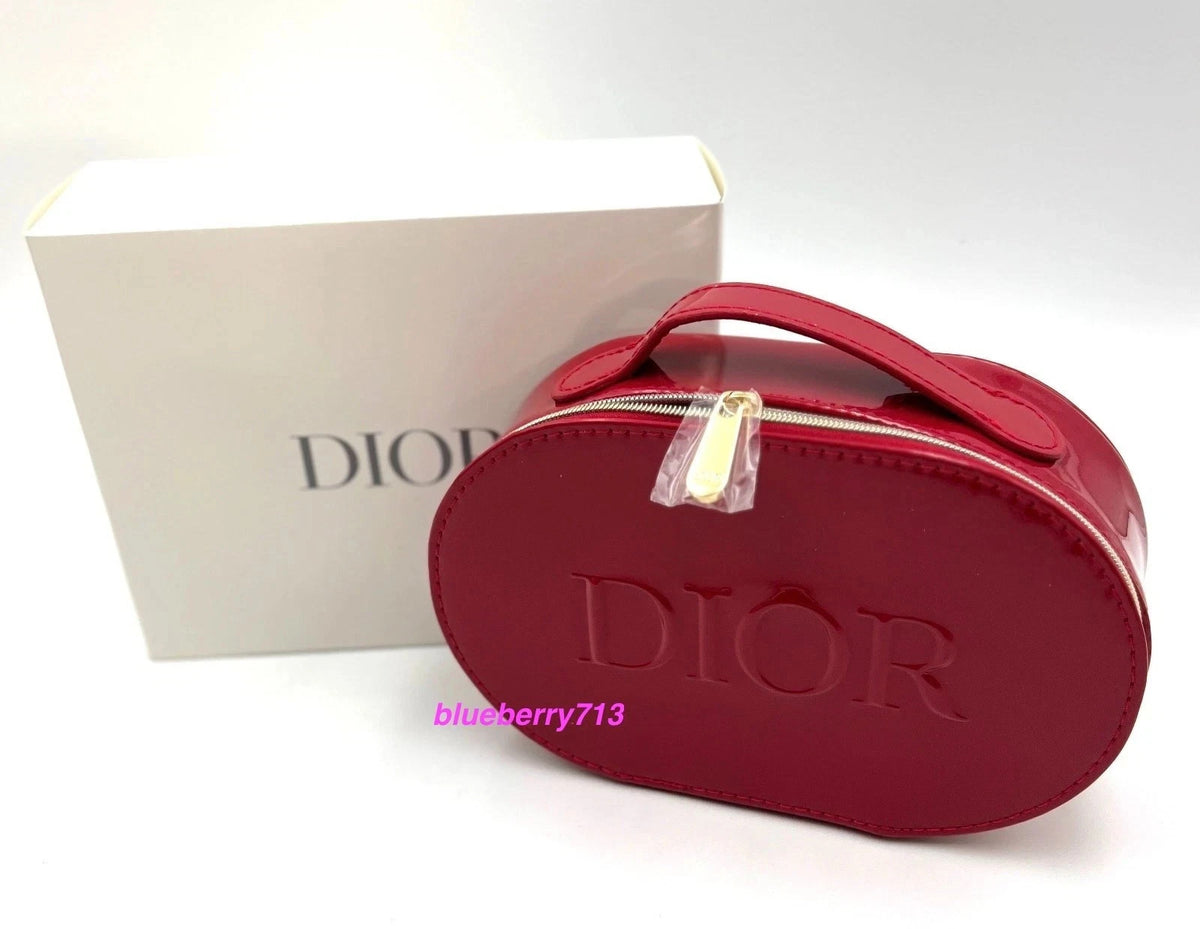 Red Makeup Zipper Bag with Handle - Cosmetic PVC Organizer