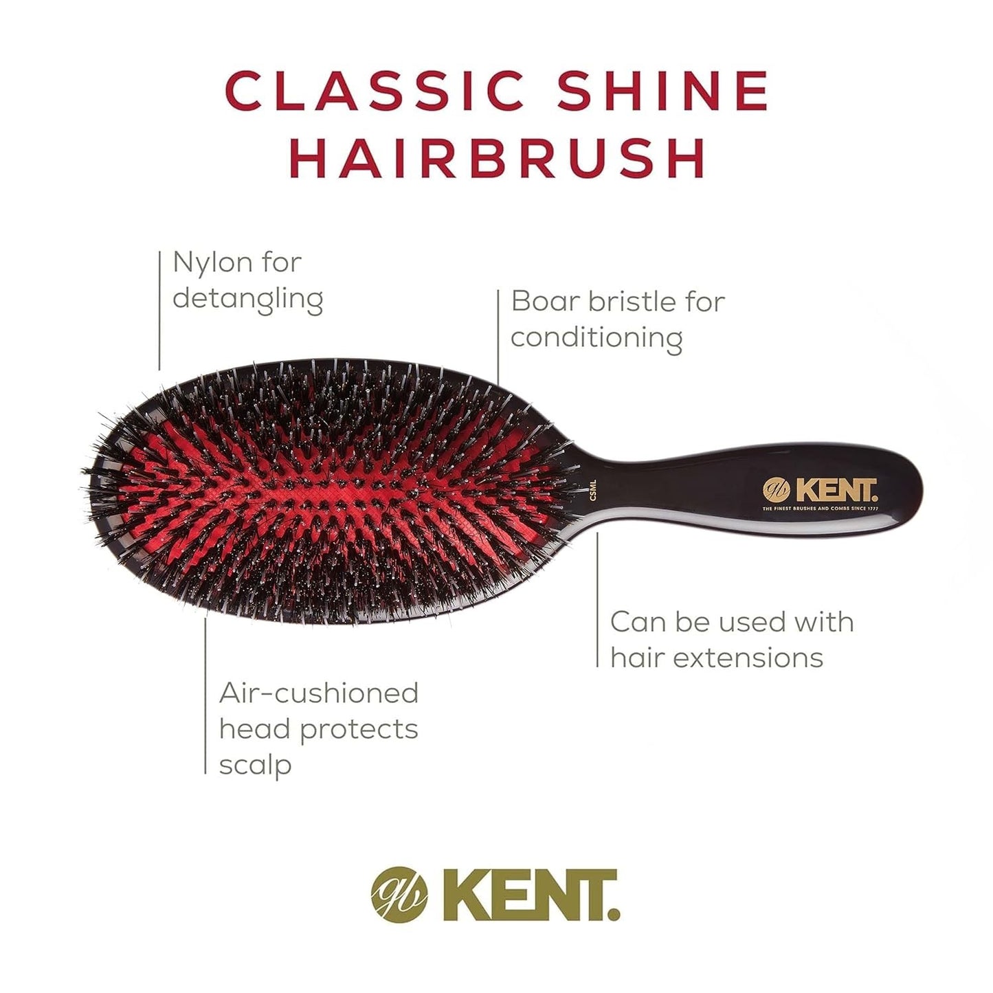 Large Oval Boar Hair Straightening Brush - 9 Inch Natural Hair Styling Tool