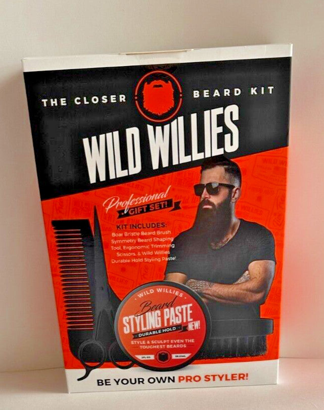 Wild Willies The Closer Beard Kit Professional Gift Set - New
