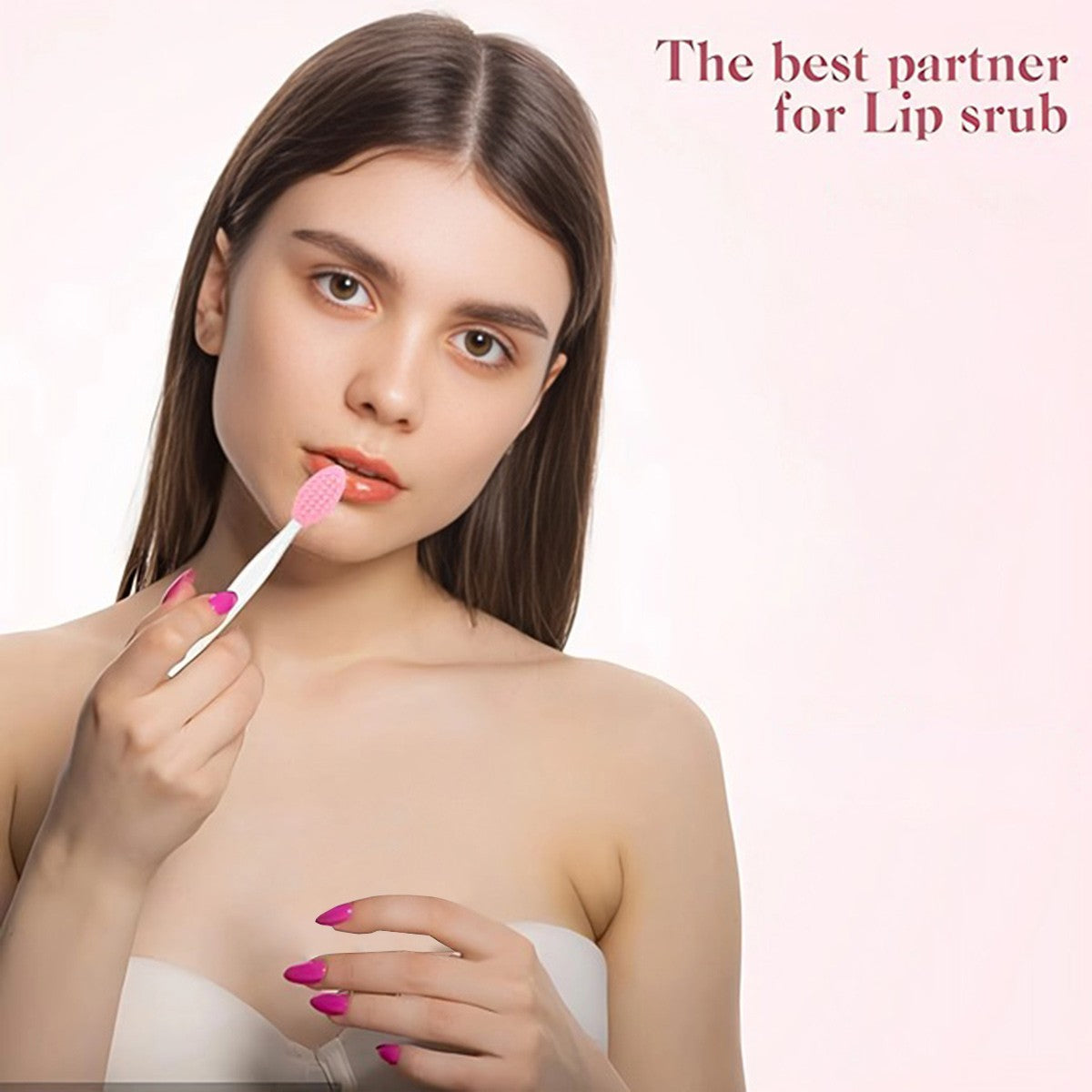 Lip Scrub Brush Set - Double-Sided Silicone Exfoliating Tool for Smooth Lips