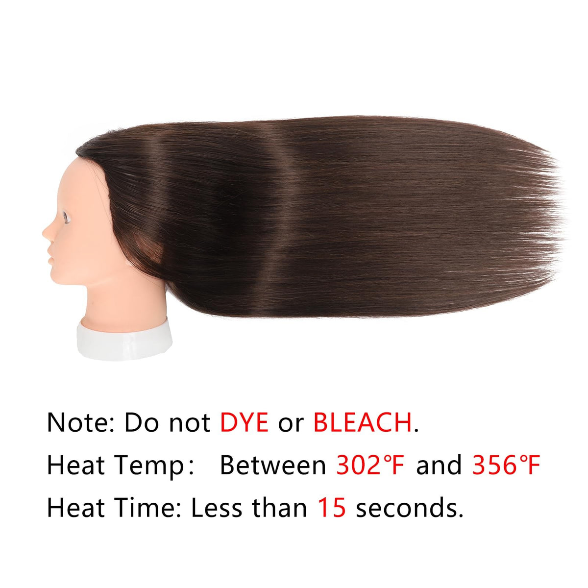 80% Human Hair Mannequin Head 26-28 Inch Dark Brown Cosmetology Doll