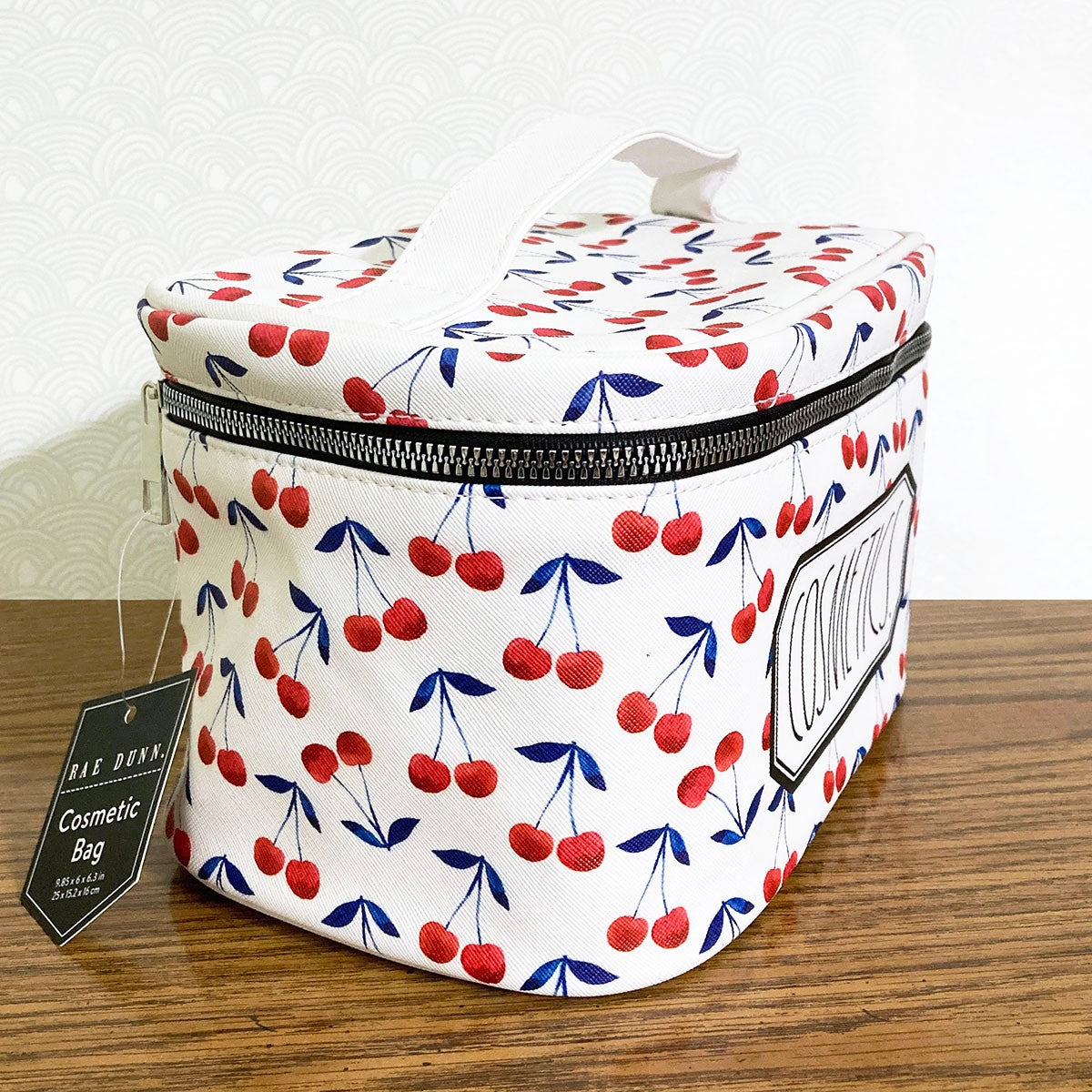 Large Makeup & Travel Cosmetic Train Case with Cherry Design