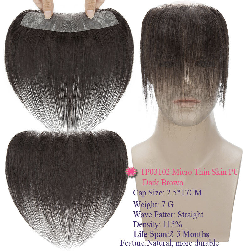 Men's Thin Skin Hair Replacement Toupee Human Hair System with Full PU Base