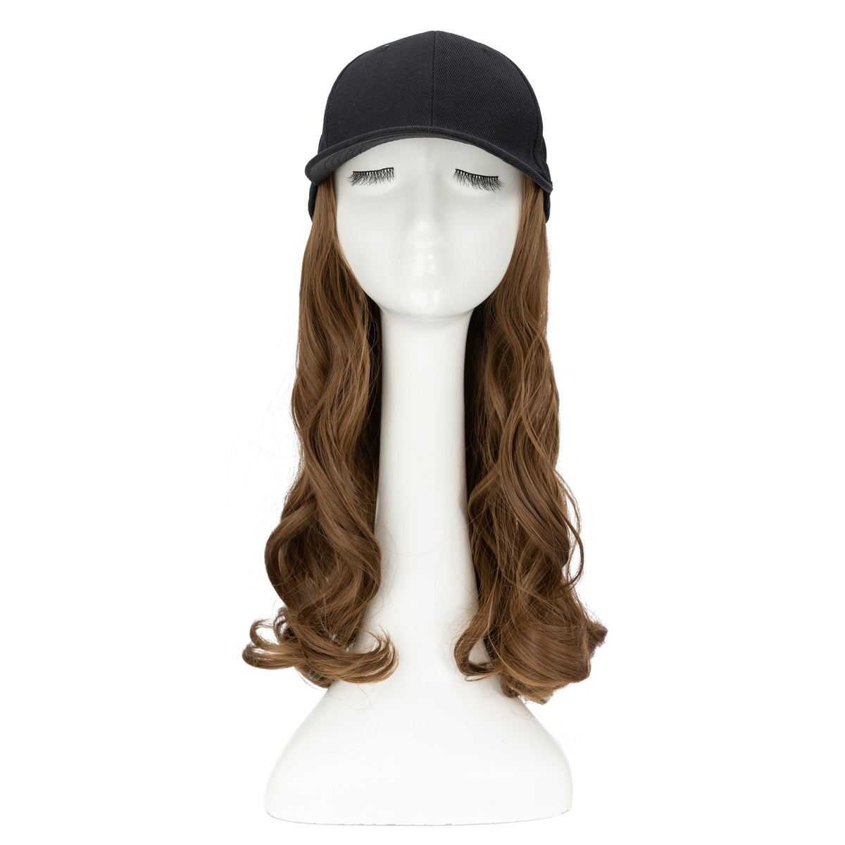 Women Baseball Cap Hat with Wavy Synthetic Hair Wig - Natural, Ombre