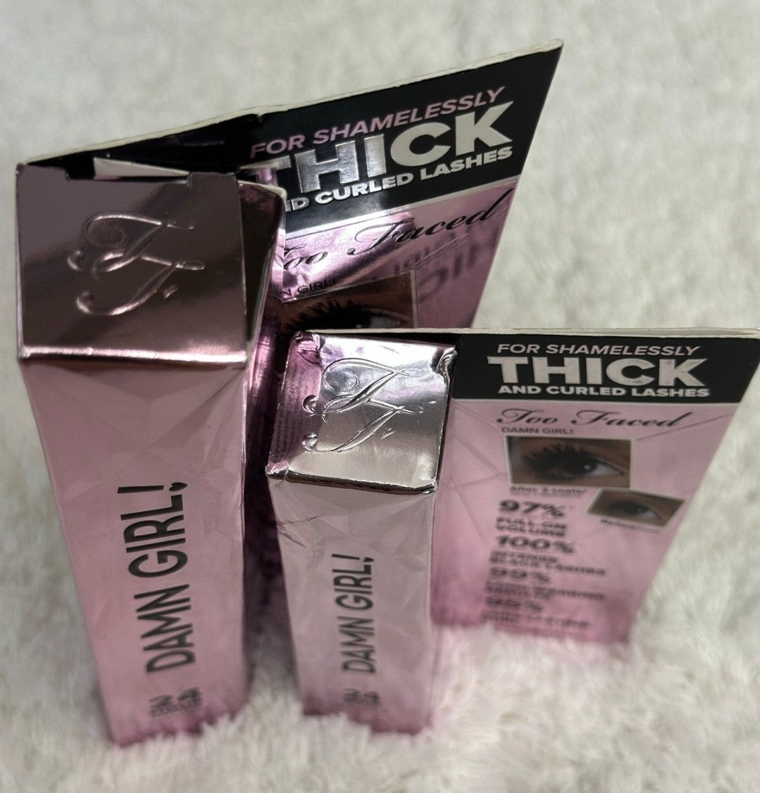 Too Faced Damn Girl 24 Hour Mascara Set - Full & Mini Sizes Black