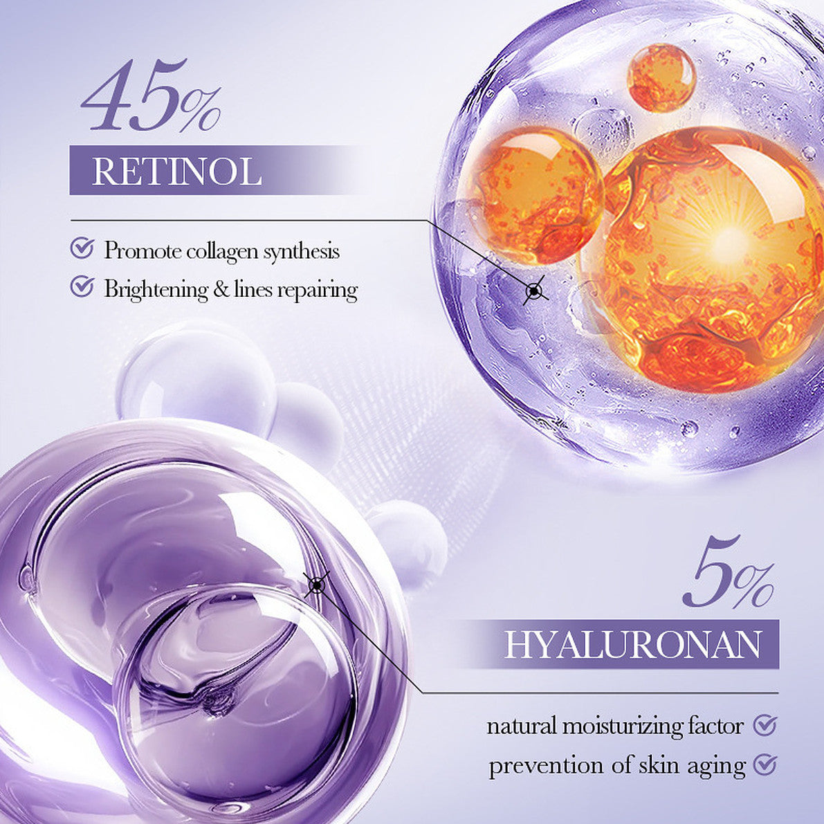 Retinol Skincare Set 6 Pieces - Face Cleanser, Toner, Serum, Eye & Moisturizer