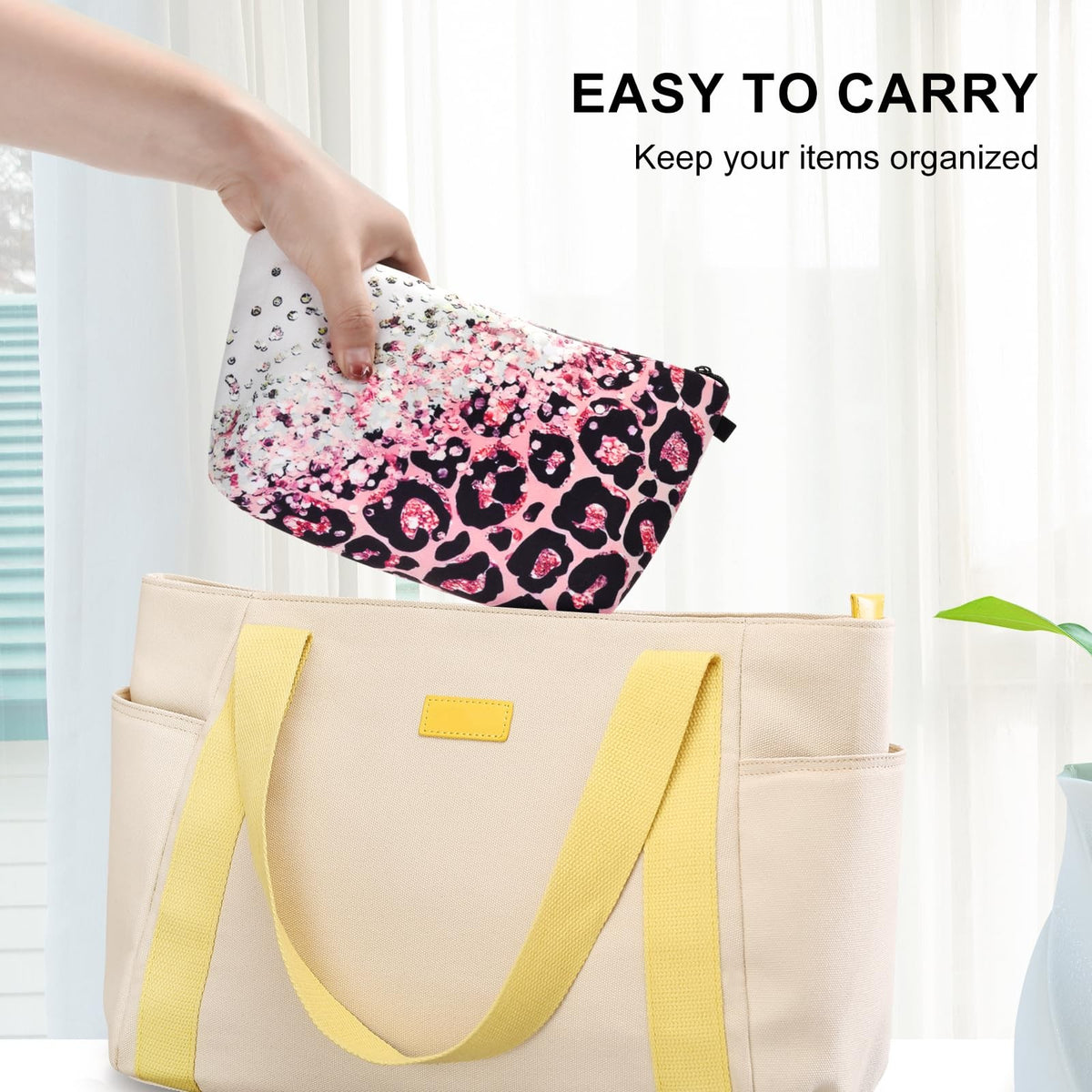 Travel Makeup Bag with Zipper, Compact Cosmetic Pouch for Women & Men