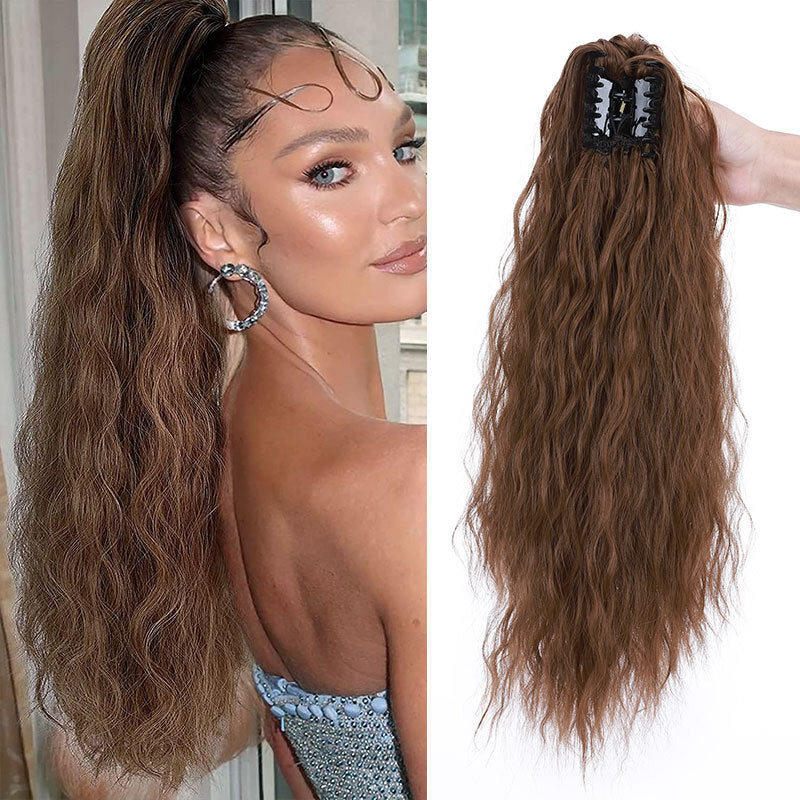 26-Inch Real Human Hair Ponytail Extension with Claw Clip - Thick Hairpiece