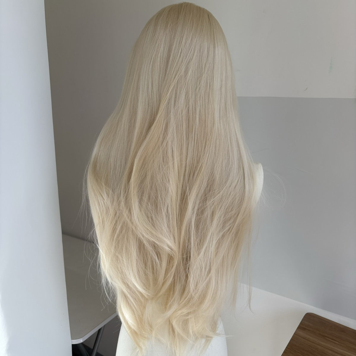 Platinum Blonde Lace Front Wigs Long Straight Synthetic Hair - Wear and Go