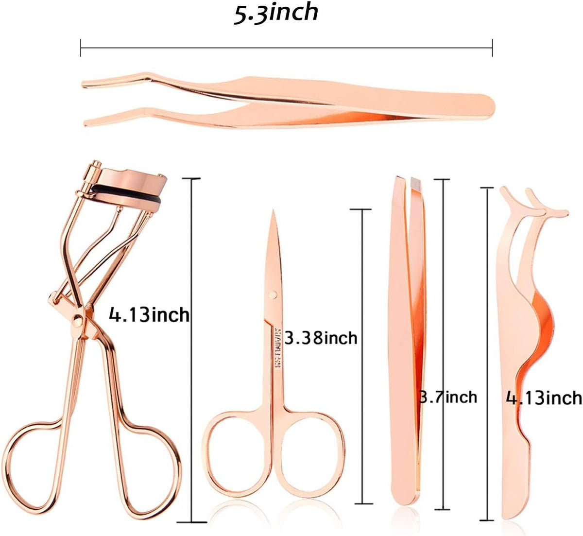 5-Piece Stainless Steel Eyelash & Eyebrow Grooming Kit for Women