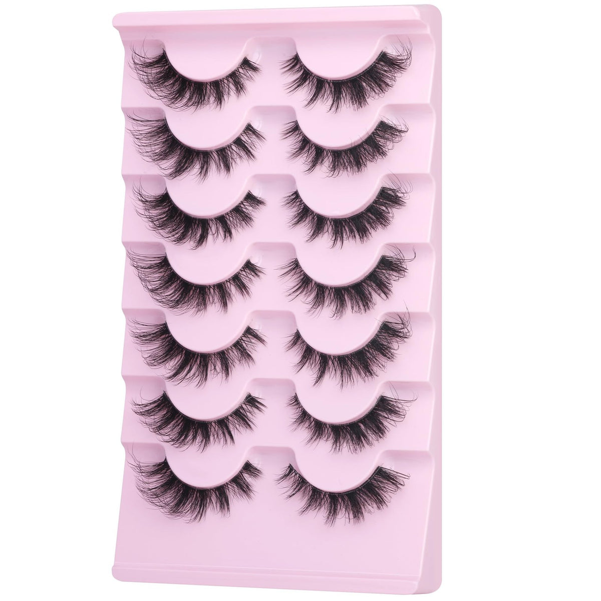 Wispy D Curl Cat Eye False Eyelashes 7 Pairs - Natural Look, Handmade