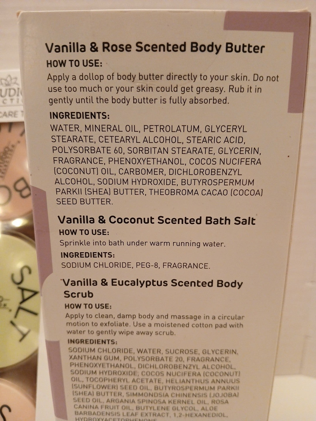 THREE Skin Care Trio by Studio Collection Body Butter Bath Salt Scrub