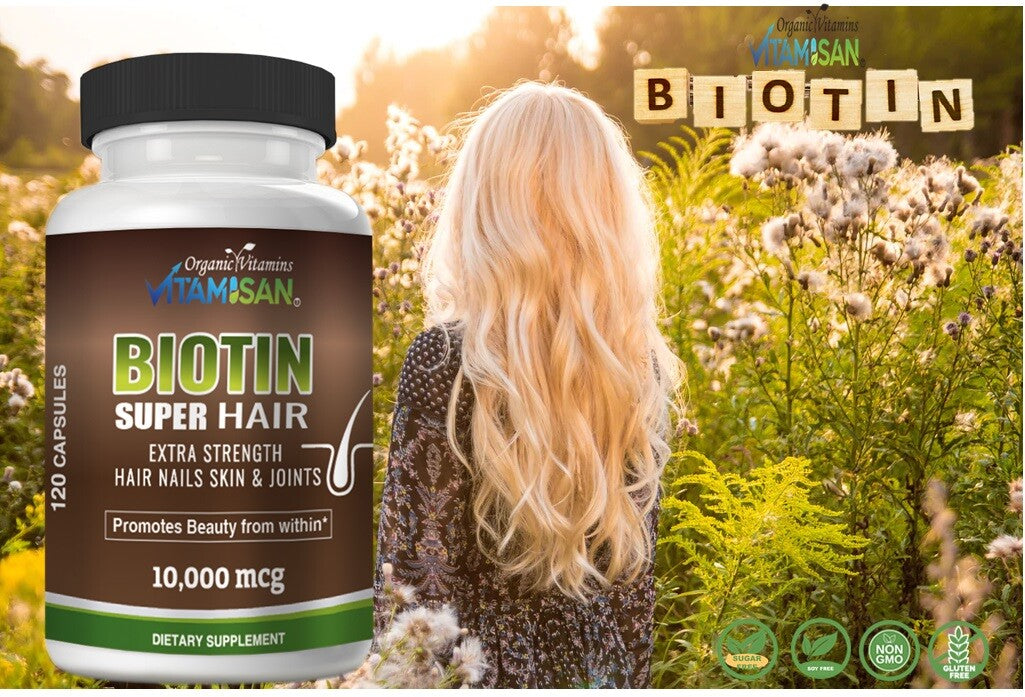 Biotin 10000 mcg Hair, Skin & Nail Vitamins with Keratin – 120 Capsules