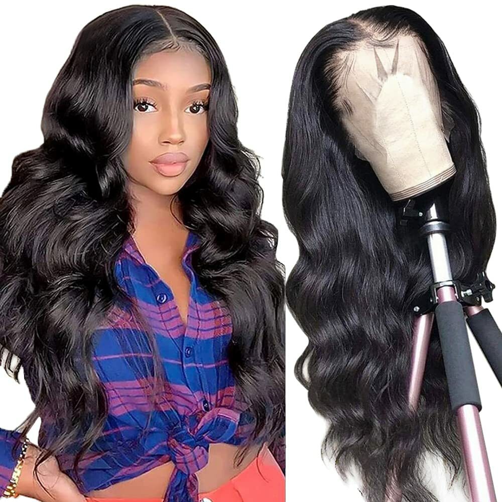 Black Long Body Wave Wig for Women - Natural Curly Wavy Full Hair Extension