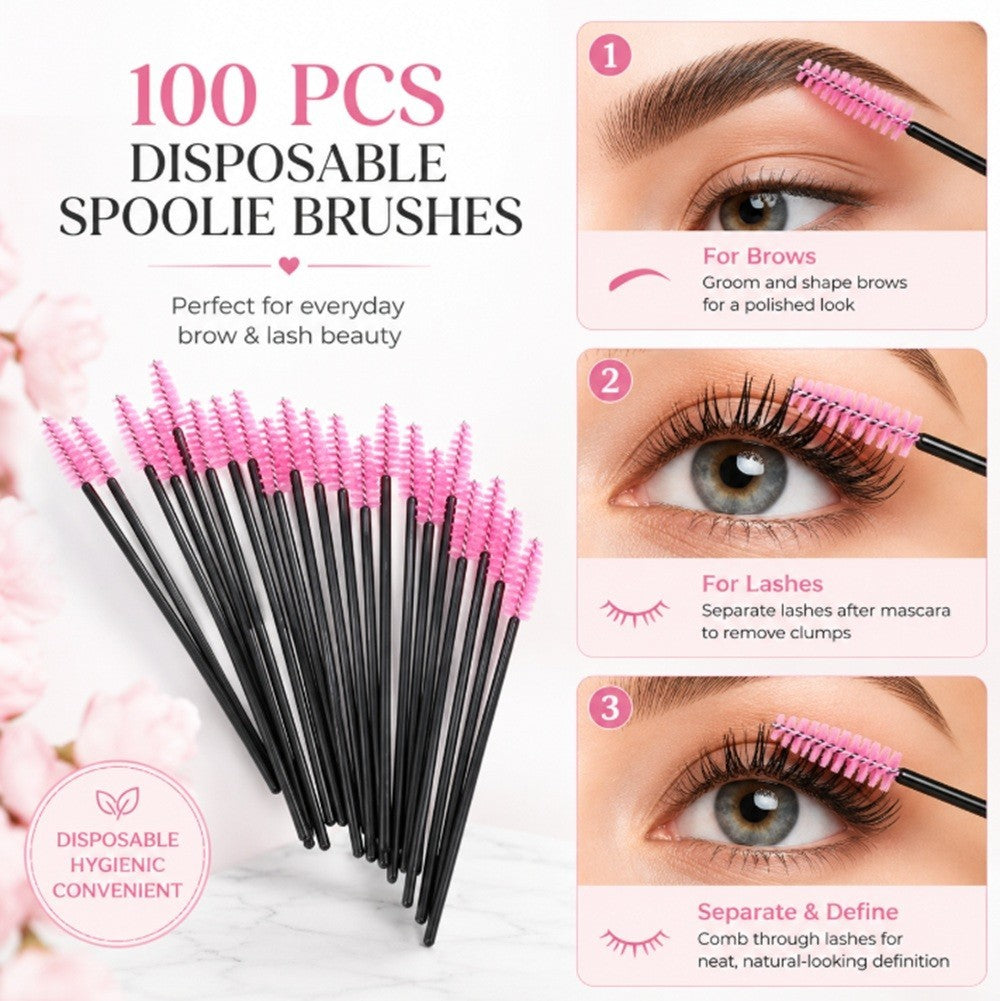 Disposable Mascara Wands Set - 100 Pcs Eyelash & Brow Applicators