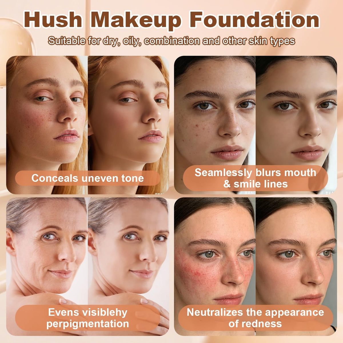 Light-Medium Skin Foundation Cushion with Hyaluronic Acid - Natural Glow