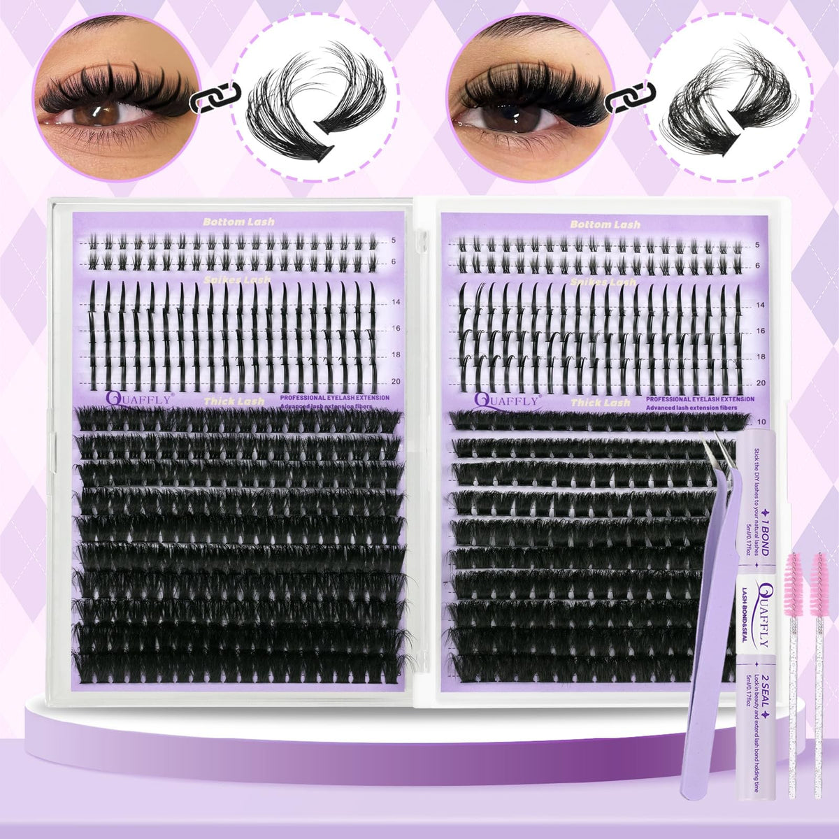 DIY Lash Extension Kit with 100D+150D Volume Lashes & Accessories