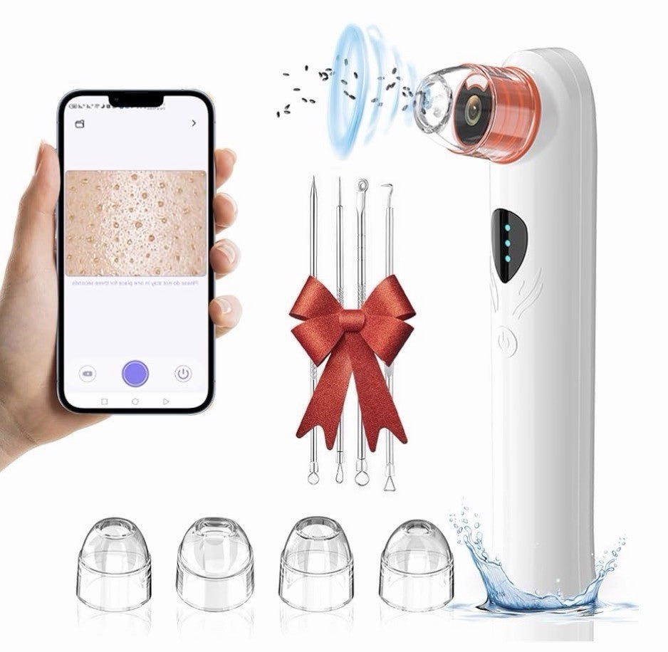 Blackhead Remover Vacuum with HD Camera & App, Rechargeable, 4 Probes