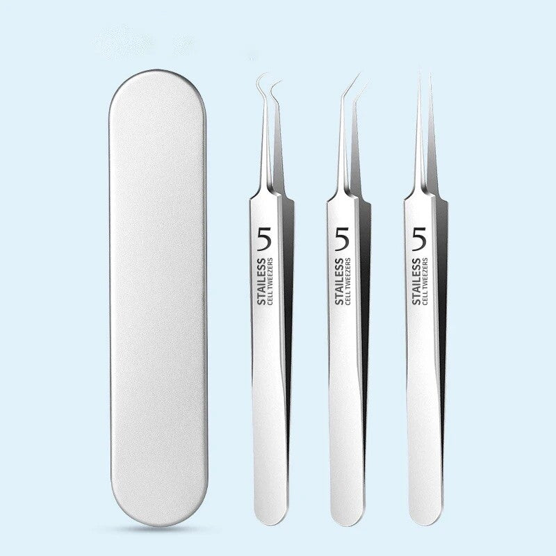 Blackhead Remover Tweezers 3-Piece Acne Pimple Blemish Extractor Kit