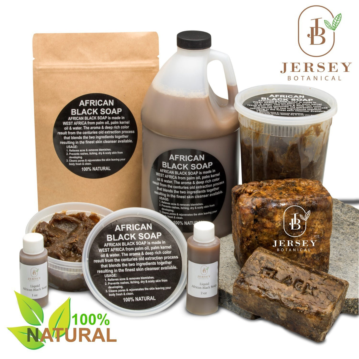 African Black Soap Trio Pack - Natural Organic Liquid, Bar & Paste