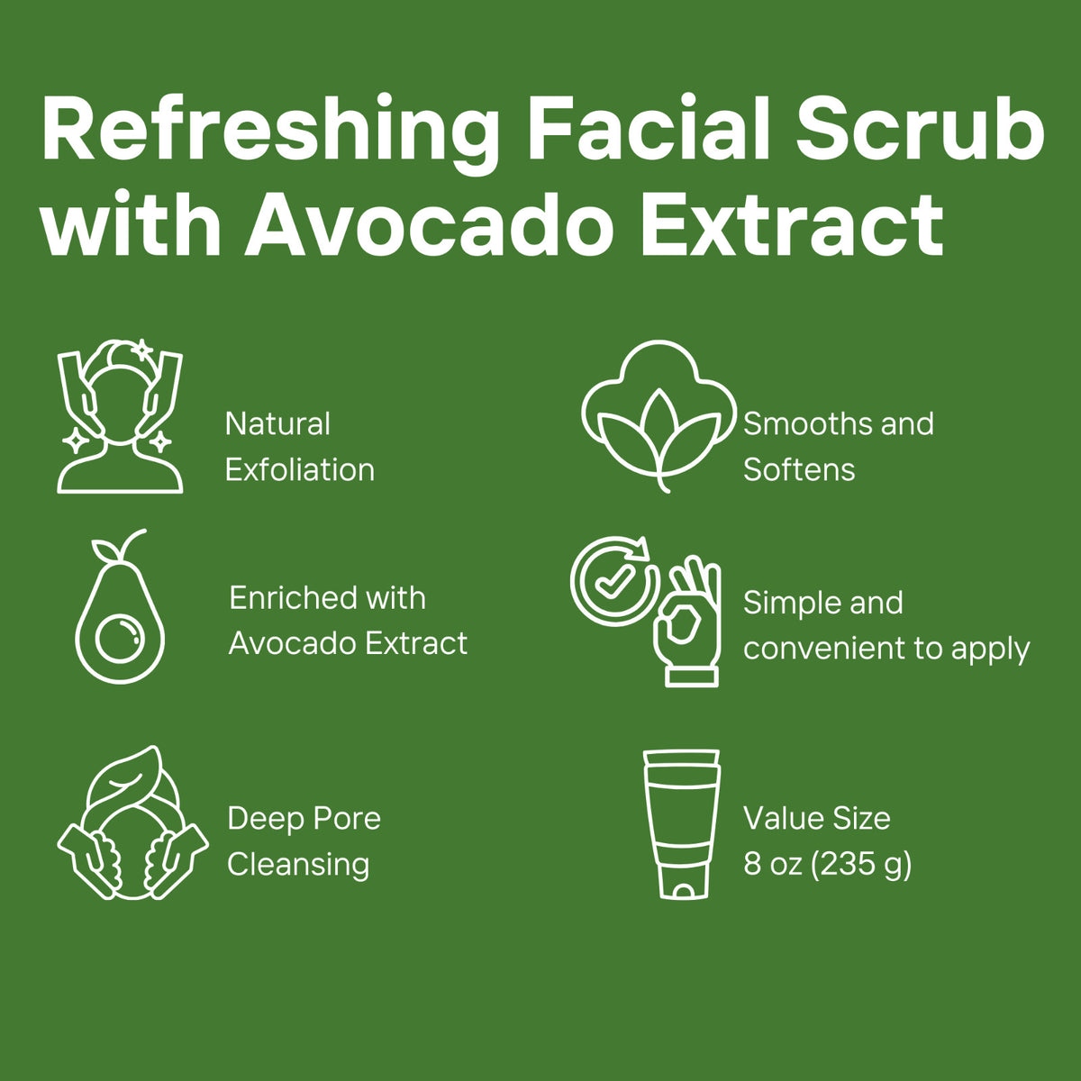 XtraCare Avocado Facial Scrub – Refreshing Exfoliant Formula- 8 oz