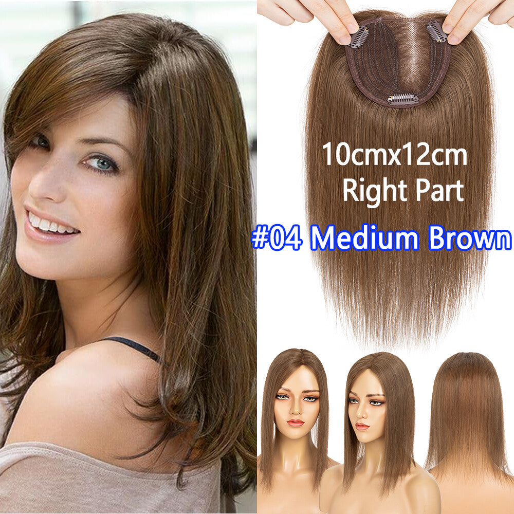 Remy Human Hair U-Part Topper Clip-In Hairpiece for Hair Loss & Volume