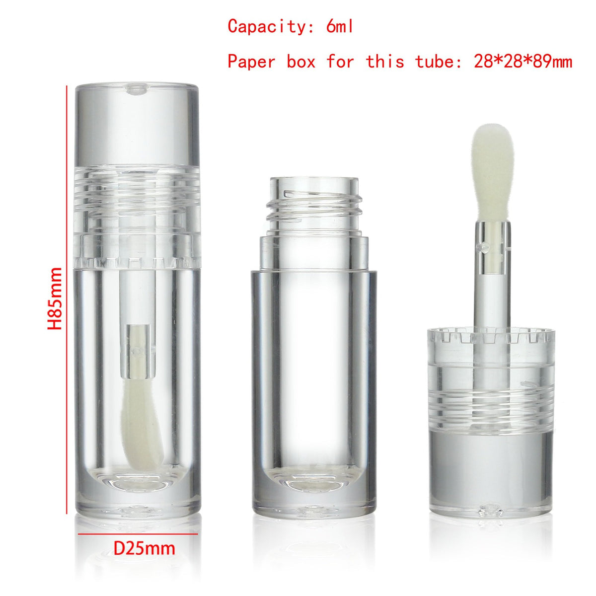 14 Pack 6ml Lip Gloss Tubes with Big Doe Foot Wand - DIY Refillable Clear & Pink