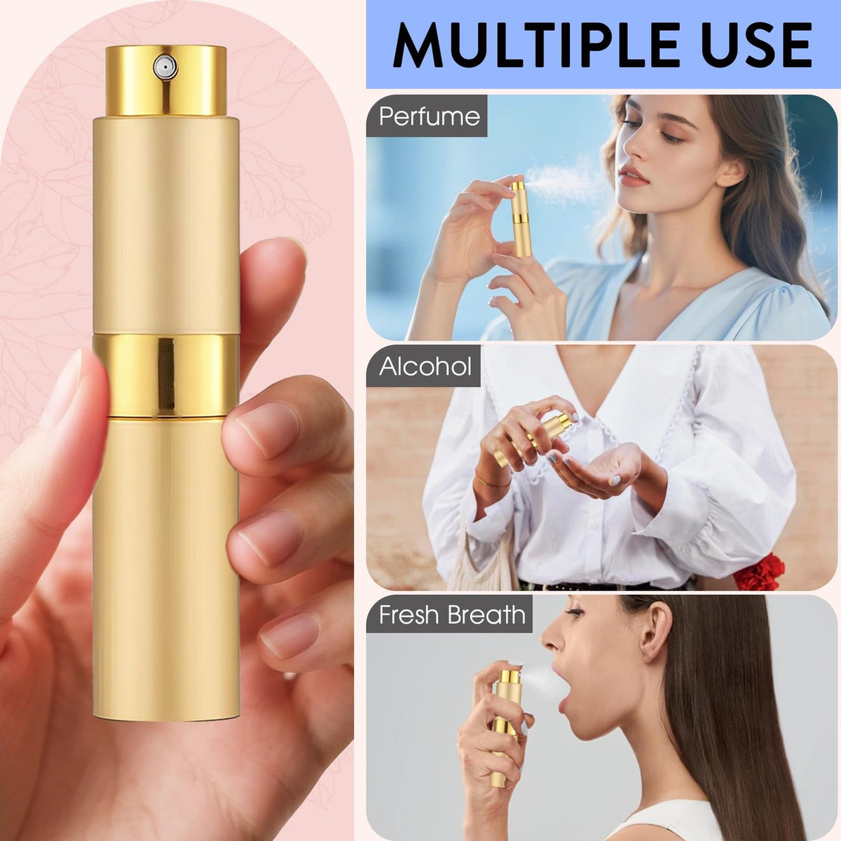 8ML Refillable Perfume Atomizer Spray Bottles Travel Set - 6 Pack