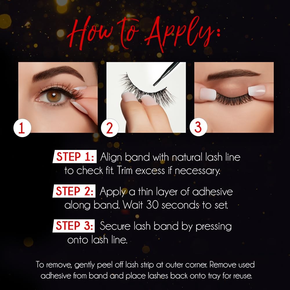False Eyelash Set - Wispies Style, 4 Pairs, Black, Natural Look