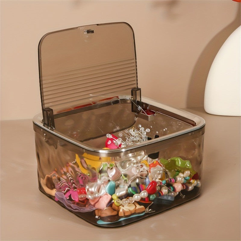 Acrylic Jewelry & Hair Tie Storage Box with Lid - Dustproof Organizer 5.51 Inch