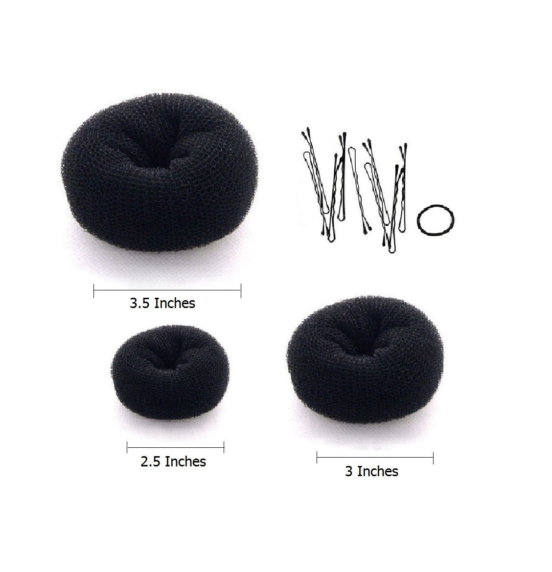 3pcs Hair Donuts Bun Maker Ring Style Mesh Chignon Ballet Dance Sock