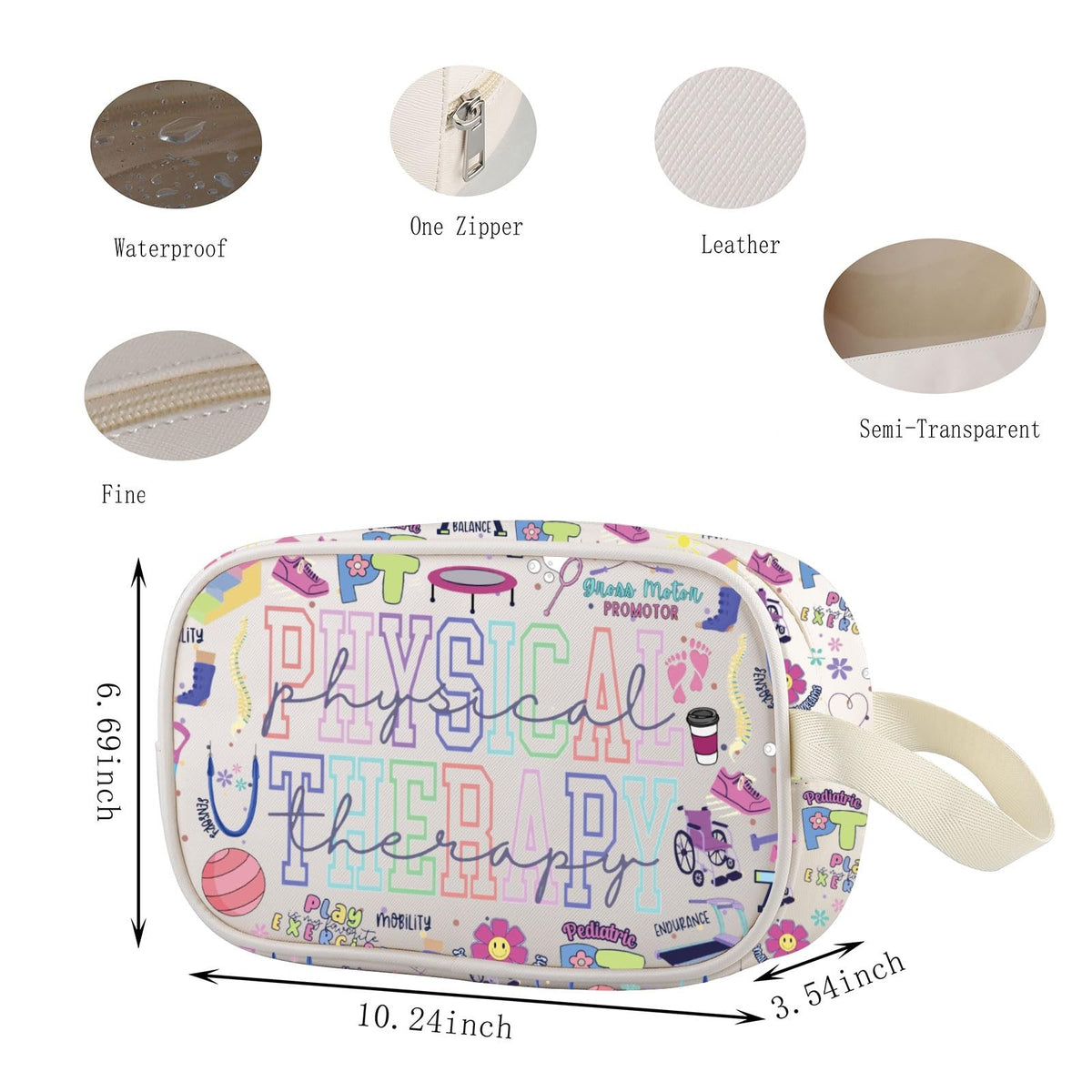 Clear Makeup Bag with Marble Print - Large Capacity Zippered Cosmetic Organizer